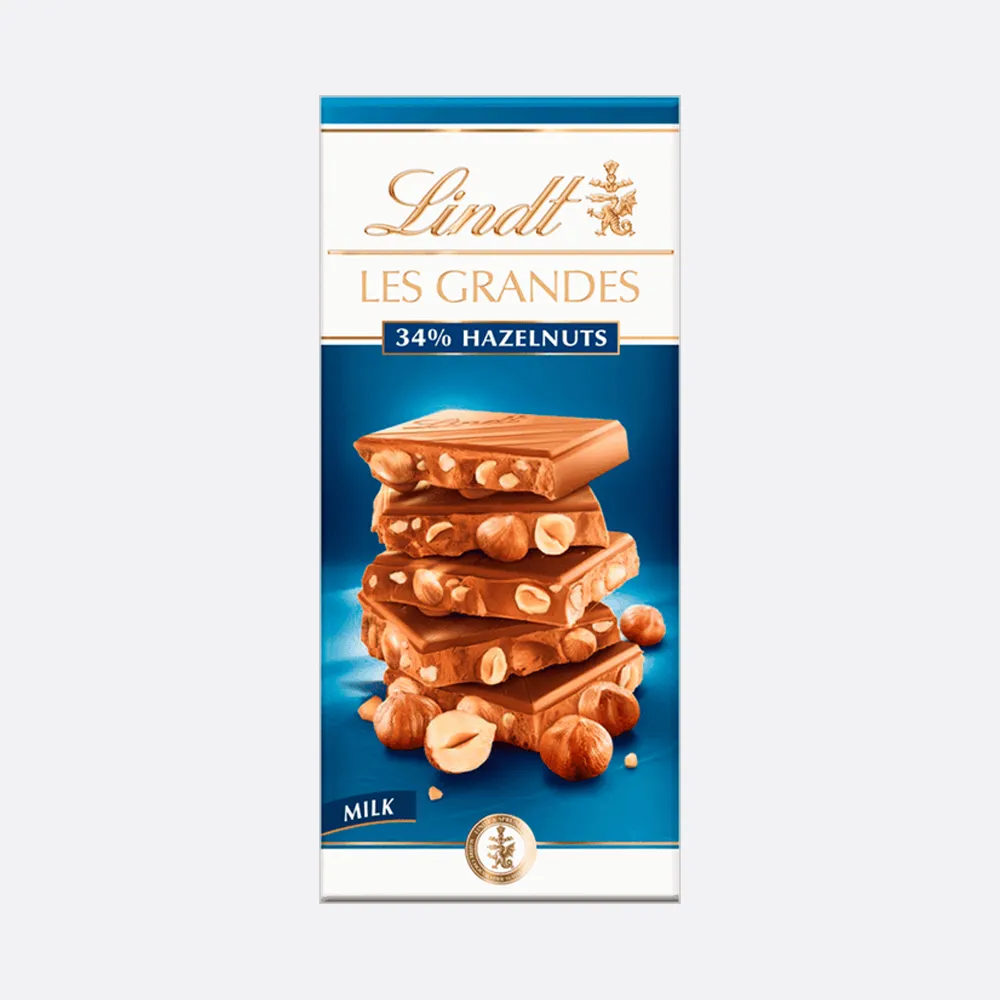 Lindt Les Grandes Milk Chocolate 34% Hazelnuts