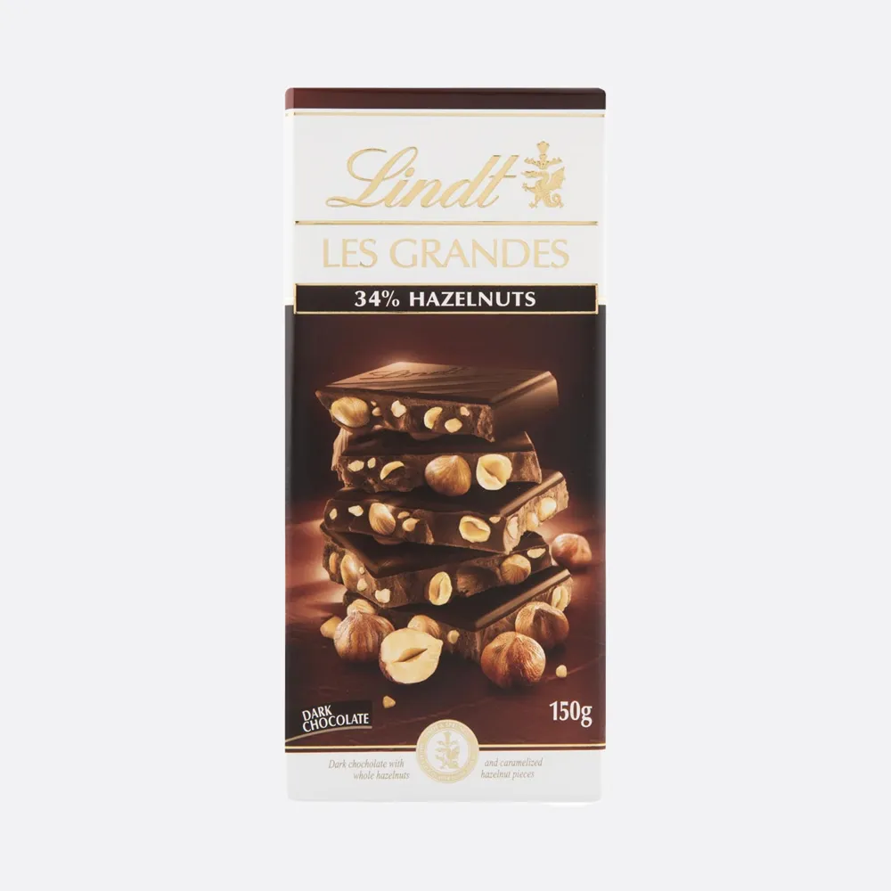Lindt Les Grandes Dark Chocolate 34% Hazelnuts