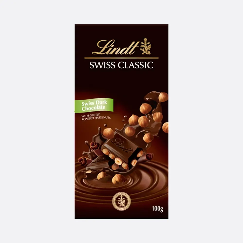Lindt Swiss Classic Swiss Dark Chocolate Roasted Hazelnuts