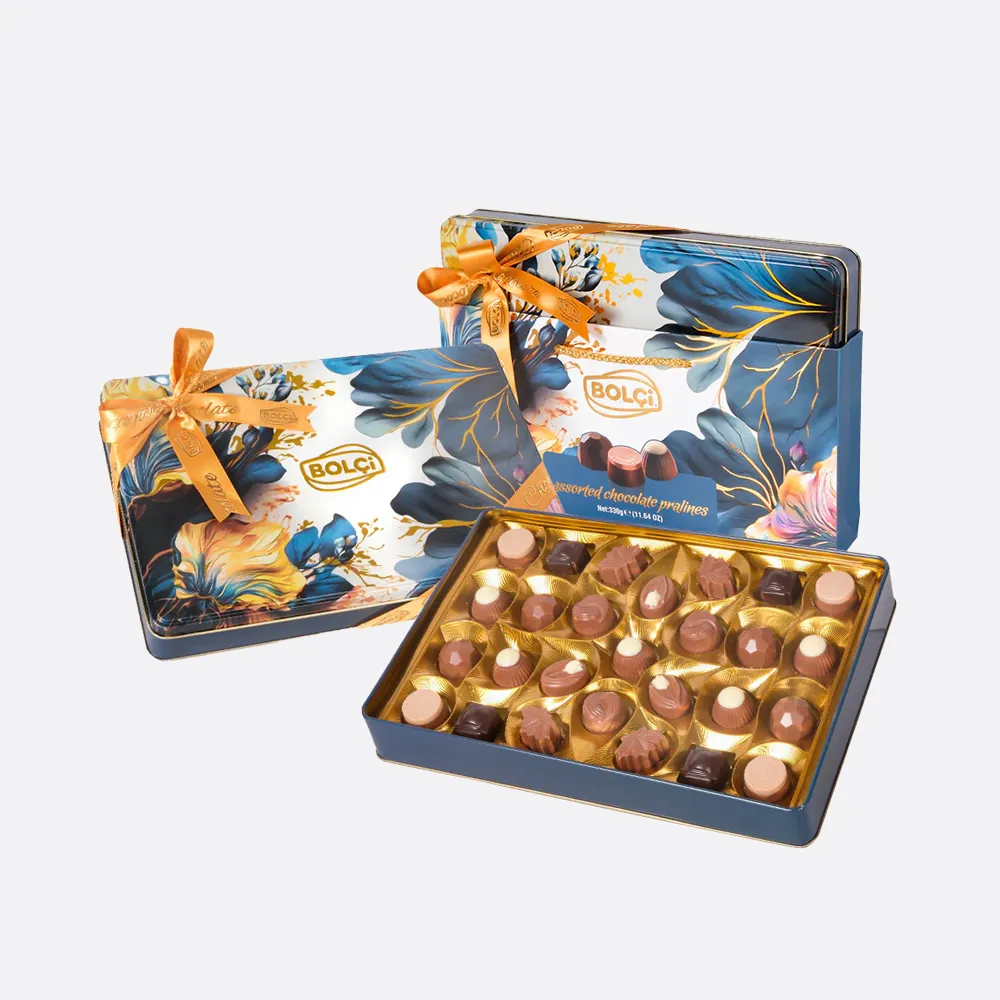 Bolci Assorted Pralines Blue Floral Tin