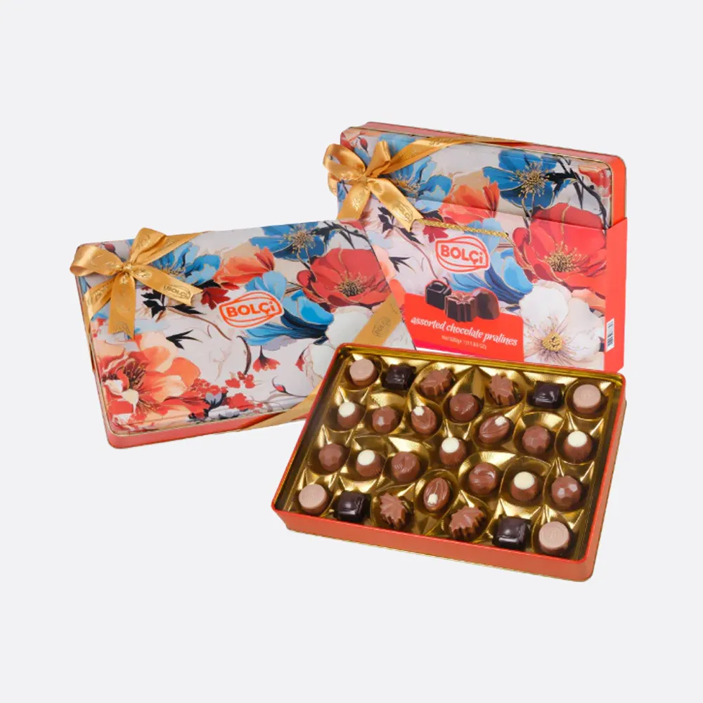 Bolci Assorted Pralines Orange Floral Tin