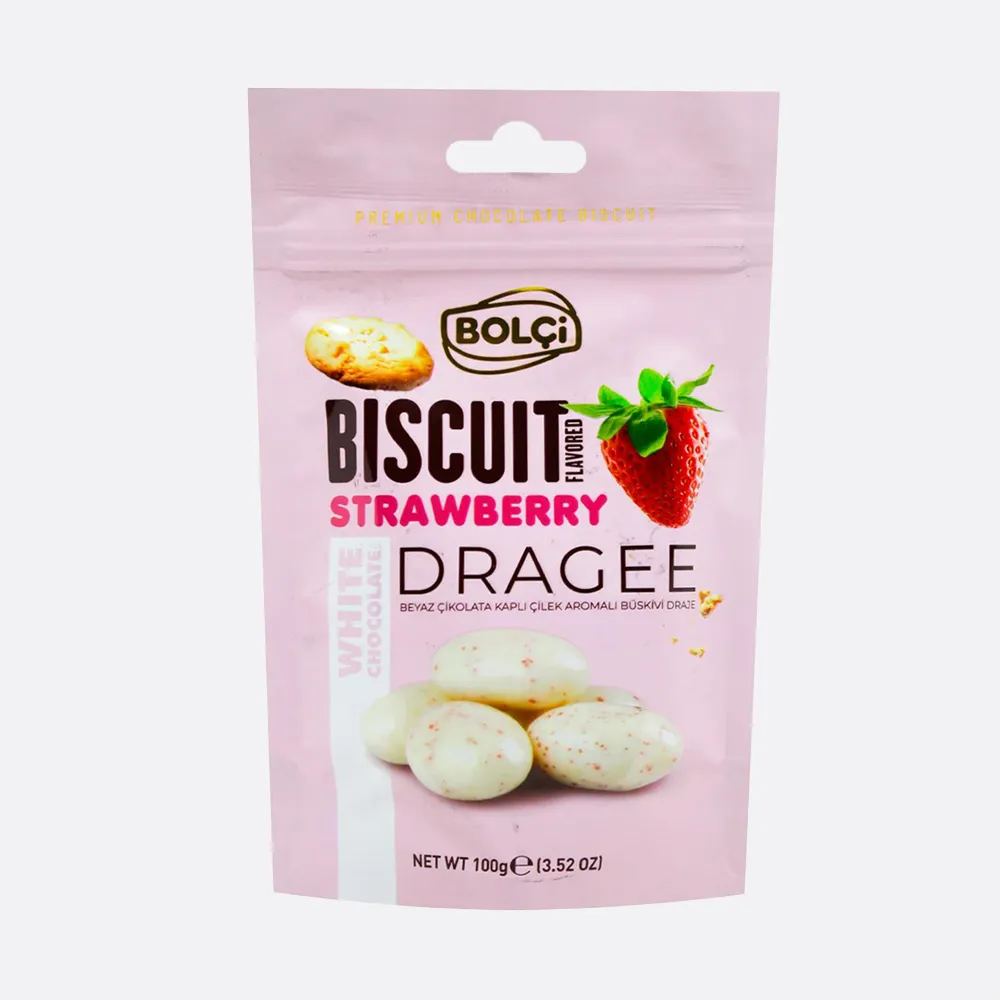 Bolci White Chocolate Biscuits Flavour Strawberry Dragee