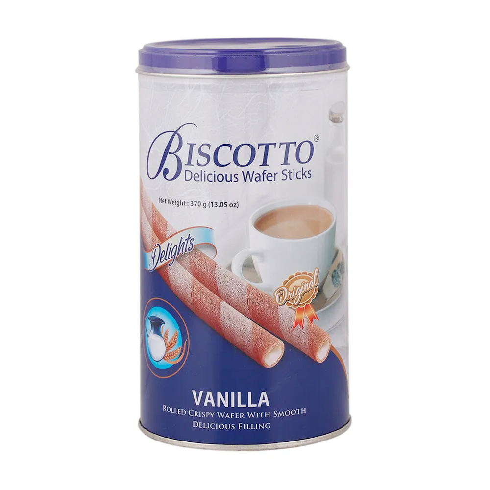 Biscotto Delicious Wafer Sticks Delights Vanilla Rolled Crispy Wafer With Smooth Delicious Filling 370Gm