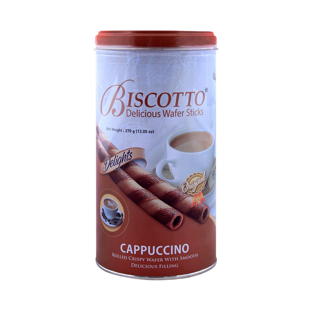 Biscotto Delicious Wafer Sticks Delights Cappuccino Rolled Crispy Wafer With Smooth Delicious Filling 370Gm