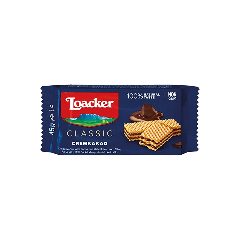 Loacker Classic Cremkakao Crispy Wafers With Cocoa And Chocolate Cream Filling 45Gm