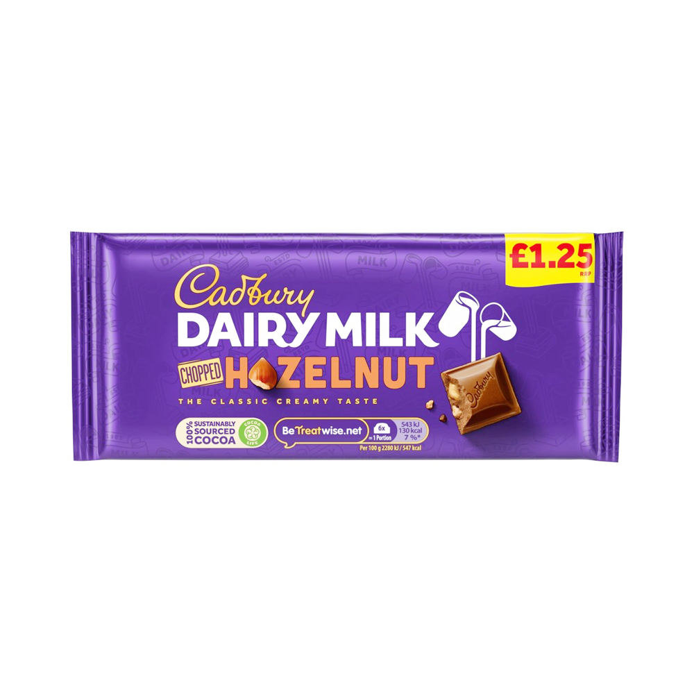 Cadbury Dairy Milk Chopped Hazelnut The Classic Creamy Taste 95Gm Bar