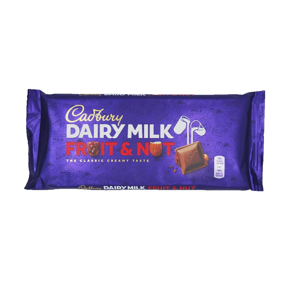 Cadbury Dairy Milk Fruit & Nut The Classic Creamy Taste 180Gm Bar