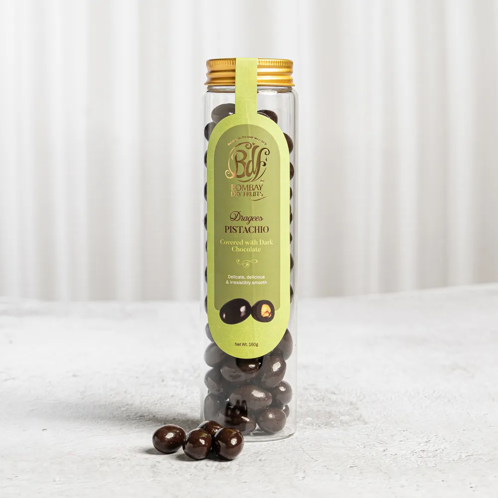 Dragees Pistachio Covered With Dark Chocolate