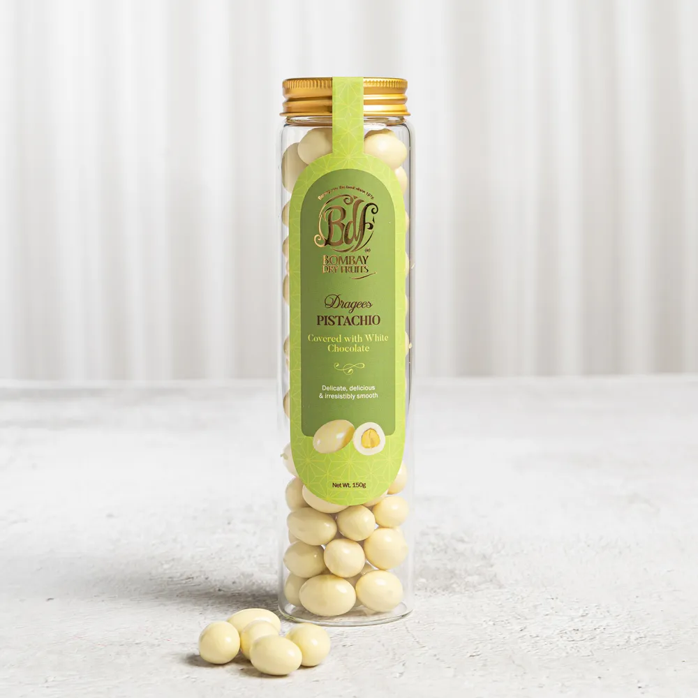 Dragees Pistachio Covered With White Chocolate