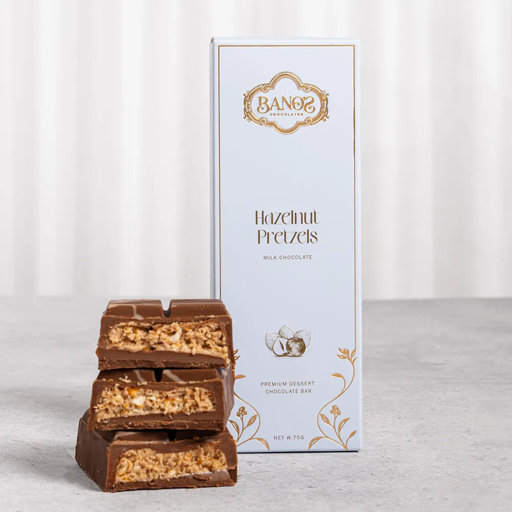 Banos Hazelnut Pretzels Milk Chocolate Bar