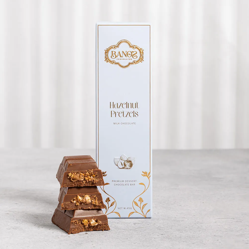 Banos Hazelnut Pretzels Milk Chocolate Bar