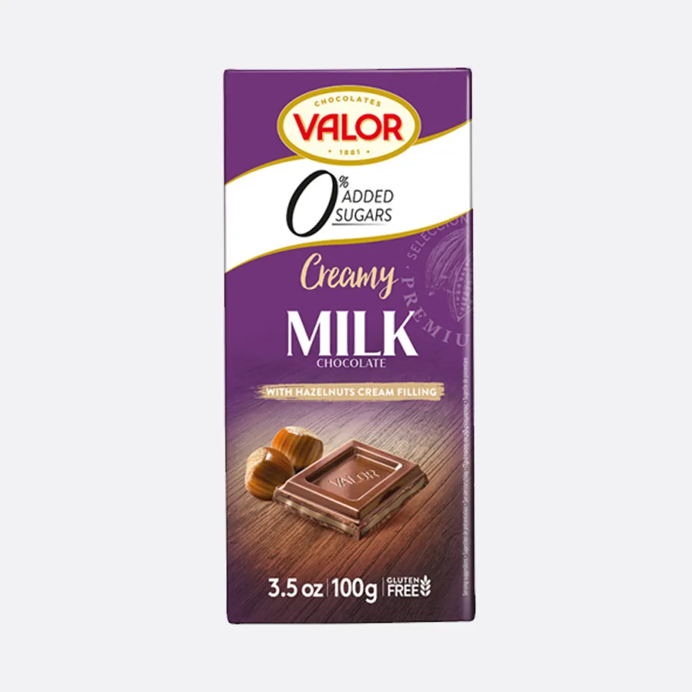 Valor Sugar Free Creamy Milk Chocolate With Hazelnut Cream